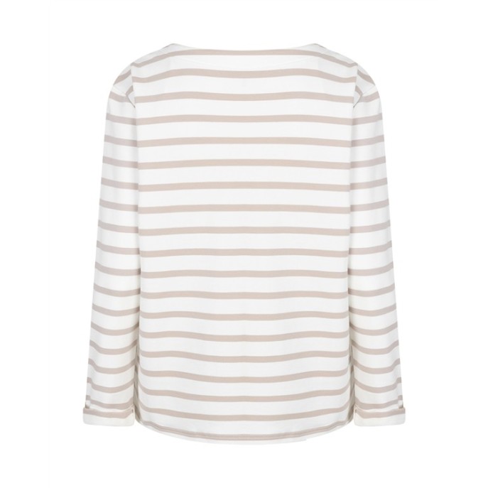 Red Button T-shirt Terry stripe Pebble